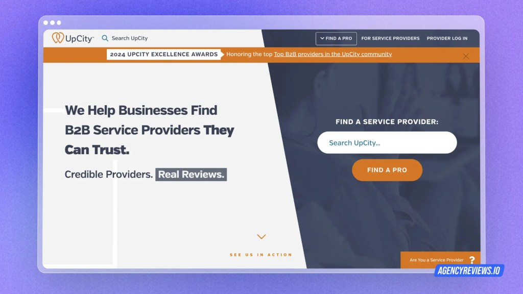 UpCity website homepage